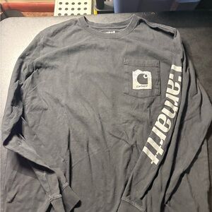 Carhartt Black Long-Sleeve Pocket Tee with Sleeve Logo
